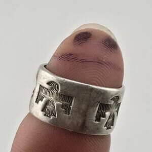Vintage Bell Trading Post Navajo Thunderbird Ring Sterling Silver 925 Size 5